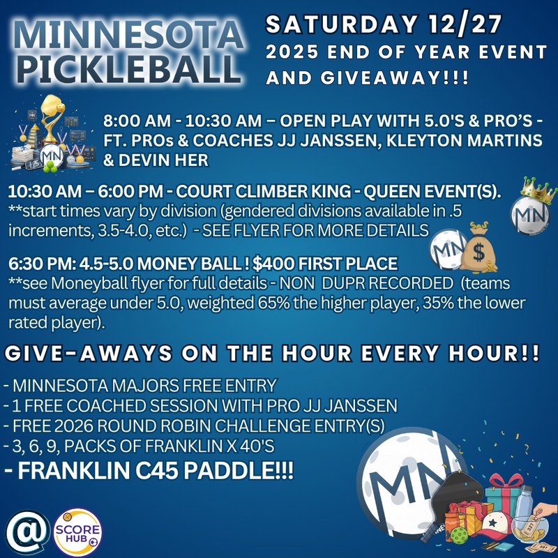 MN PICKLEBALL 2025 END OF YEAR EVENT